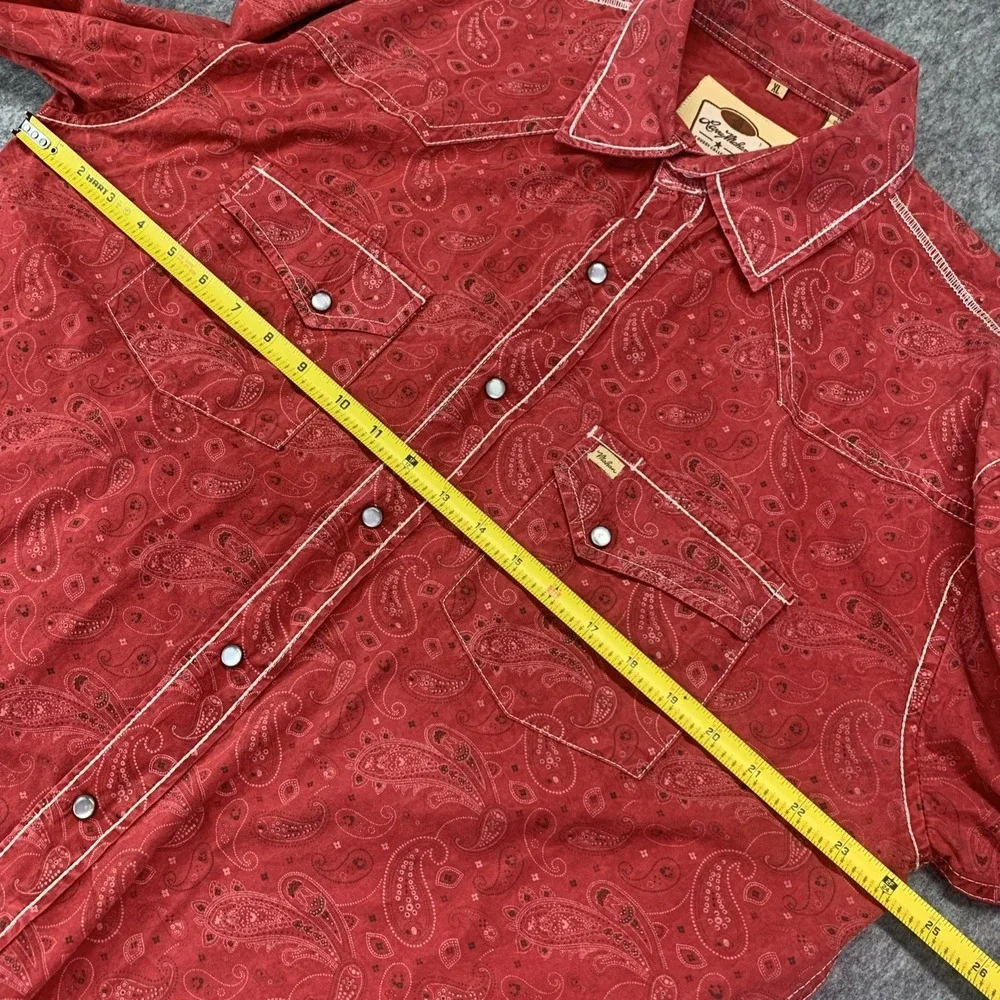 Larry Mahan Red Paisley Men's XL Cowboy Collection Pearl Snap Shirt 100% Cotton - Picture 8 of 11